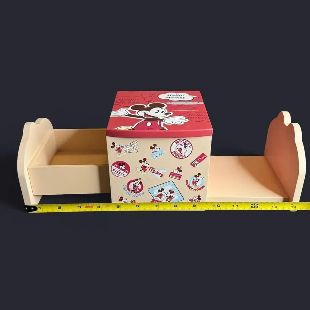 Vintage Y2K Retro Disney Mickey & Minnie Mouse Storage Box w/ Mirror & CD Shelf